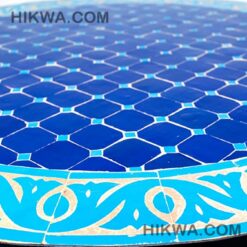 Handcrafts Round Blue Mosaic Tile Dining Room table