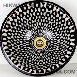 Pottery Handmade Vessel Sink Painted Moroccan Washbasin for Bathroom and guest bathroom