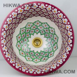 Pottery Handmade Vessel Sink Painted Moroccan Washbasin for Bathroom and guest bathroom