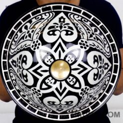 Pottery Handmade Vessel Sink Painted Moroccan Washbasin for Bathroom and guest bathroom