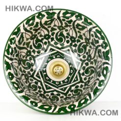 Pottery Handmade Vessel Sink Painted Moroccan Washbasin for Bathroom and guest bathroom