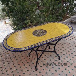 CUSTOMIZABLE Oval Mosaic Table - Crafts Mosaic Table - Mosaic Table Art - Mid Century Zellije Table - Handmade - GIFT