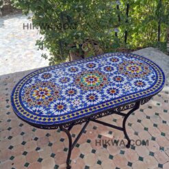 CUSTOMIZABLE Oval Mosaic Table - Crafts Mosaic Table - Mosaic Table Art - Mid Century Zellije Table