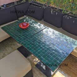 Outdoor CUSTOMIZABLE Emerald Green Mosaic SQUARE Table - Mosaic Table Art - Mid Century Mosaic Table GIFT