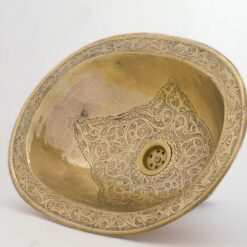Brass Sink, Oval Brass Sink, Drop-in Brass Bathroom Sink, Engraved Antique Brass Sink, Bathroom Brass sink, Aged Brass Sink
