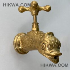 Unlacquered Brass Wall Faucet For Garden, Bathroom Or Outdoor sink , Brass Fish Shaped Faucet, Wall Mounted Faucet , Vintage Antique Styled