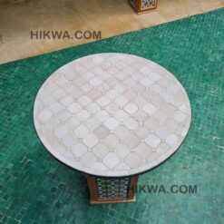 Natural White Zellige Color Table TOP - Mid Century Modern - Outdoor Zellije Table