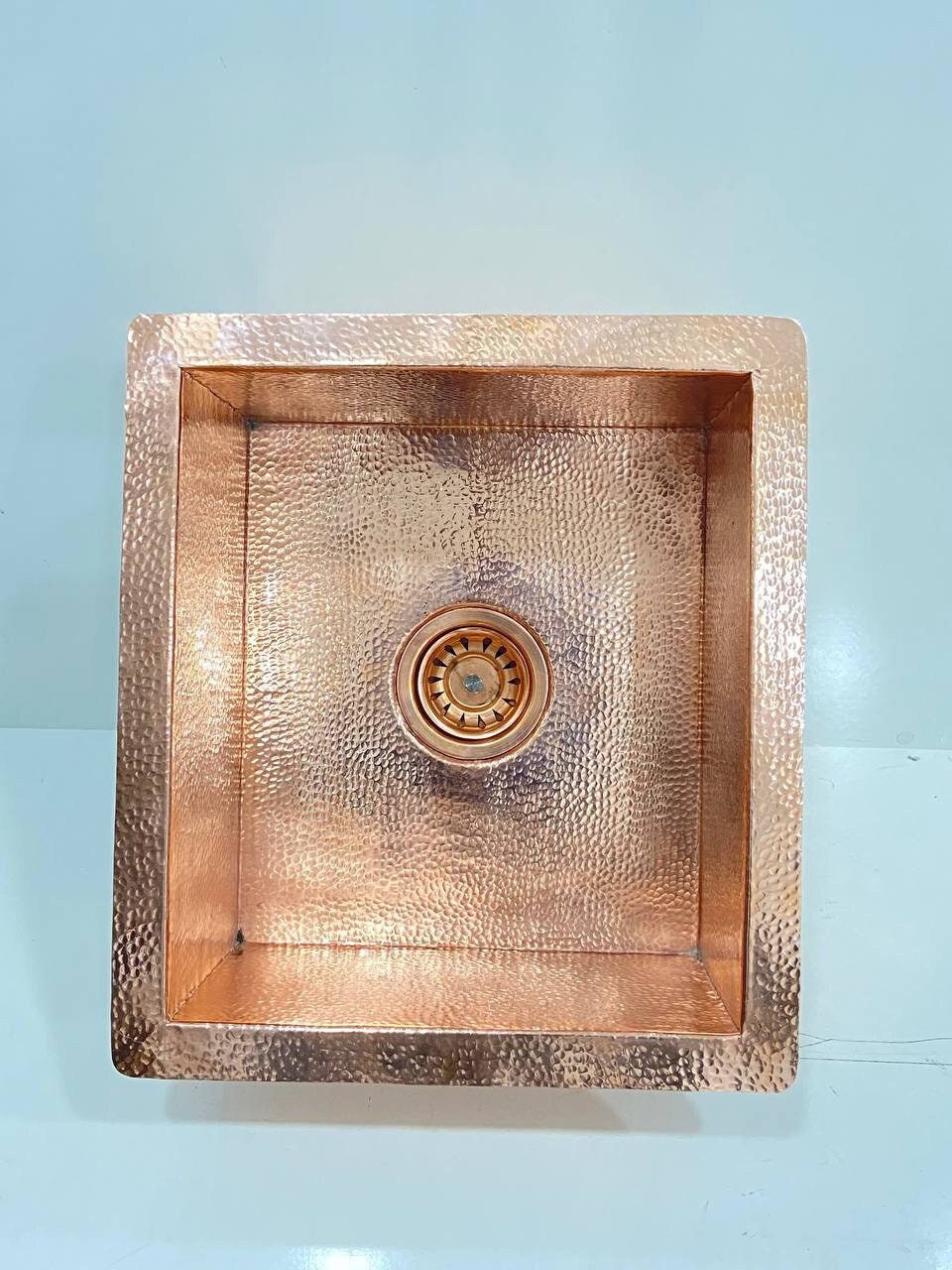 Handcrafted Solid Copper Kitchen Sink in Customizable Made Choice of Hand Hammered or Smooth Finish