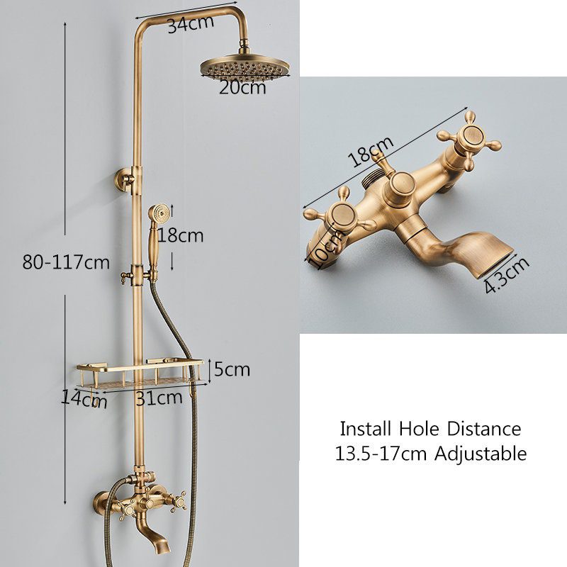 Outdoor - Indoor Bathroom Shower System Antique Wall Hanging Shower Set Faucet Hand Shower And Shelf Bathroom Shower Mixer Shower Bracket 5