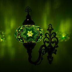 Turkish Moroccan Mosaic Wall Sconce Lamp with Bronze Base | Tiffany Style with Mosaic Glass Shade | Mosaic Glass Bedside Night Lamp&Led Bulb