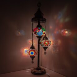 6 Variation- Turkish Moroccan Mosaic Floor Lamp | Turkish Lamp 3 Big Size 6.5" Globes | Handmade Corner Night Lamp | Mosaic Standing Lamps