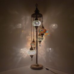 Turkish Moroccan Mosaic Floor Lamp | Turkish Lamp 5 Big Size 6.5" Globes | Handmade Corner Night Lamp | Mosaic Standing Lamps with LED Bulb