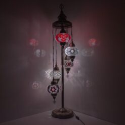 Turkish Moroccan Mosaic Floor Lamp | Turkish Lamp 5 Big Size 6.5" Globes | Handmade Corner Night Lamp | Mosaic Standing Lamps with LED Bulb