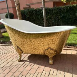 Solid Brass Clawfoot Bathtub With White Interior