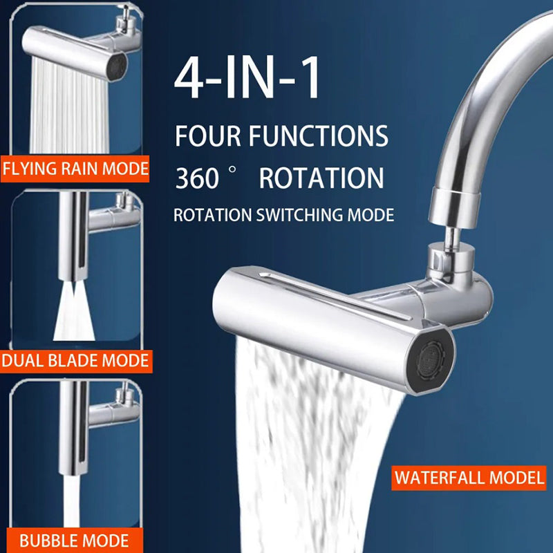 4 Modes Waterfall Kitchen Faucets Sprayer Head Anti Splash Adapter 720 Degree Swivel Rotating Fly Rain Faucet Extender