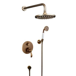 Antique Brass Shower Faucet | Shower System with 8 Rain Shower head | Multi-Function Adjustable Slide Bar shower set