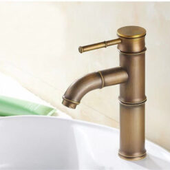 Bathroom Basin Faucet Antique Brass Bamboo Shape Faucet Bronze Finish Sink Faucet Single Handle Hot and Cold Water Mixer Tap