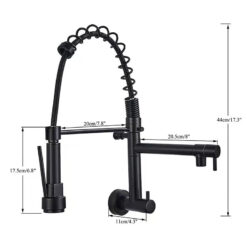 Brushed Spring Pull Down Kitchen Faucet Cold Water Dual Spouts Handheld Shower Kitchen Taps Wall Mounted Kitchen Washing Crane