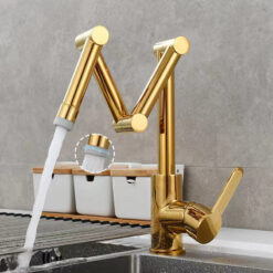 Brass Pot Filler Faucet Deck Mounted Three-Section Extension Folding Kitchen Faucet triple Joint Swing Arm For Hot and Cold