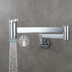 Brass Kitchen Faucet Wall Mount Pot Filler Faucet 360 Rotatable Folding Lengthened with Double Joint Swing Arms Cold Water Tap