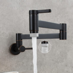 Brass Kitchen Faucet Wall Mount Pot Filler Faucet 360 Rotatable Folding Lengthened with Double Joint Swing Arms Cold Water Tap
