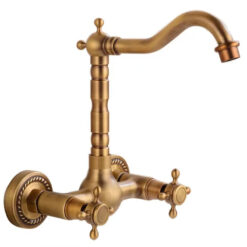 Bathroom Dual Knobs Vessel Sink Faucet | Wall Mounted Basin Mixer Tap Oil Rubbed Bronze