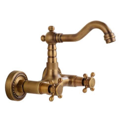 Bathroom Dual Knobs Vessel Sink Faucet | Wall Mounted Basin Mixer Tap Oil Rubbed Bronze