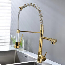 Deck Mounted Water Kitchen Faucet Black Bronze Spring Pull Down Dual Spray Spout Kitchen Mixer Tap