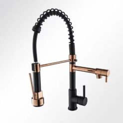 Deck Mounted Water Kitchen Faucet Black Bronze Spring Pull Down Dual Spray Spout Kitchen Mixer Tap