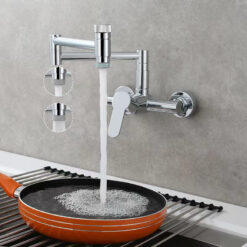 Brass Wall Mounted Kitchen Faucet | Single Handle Folding Kitchen Faucet | Hot and Cold Kitchen Faucet