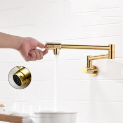 Brass Wall Mounted Kitchen Faucet | Cold Water Folding Kitchen Faucet | Single Lever Rotate Kitchen Sink Faucet 7 Colors