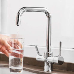 Contemporary Kitchen Sink Faucet | Dual Handle Brass Kitchen Faucets with Drinking Water Function | Deck-Mounted Kitchen Mixer In 3 Colors