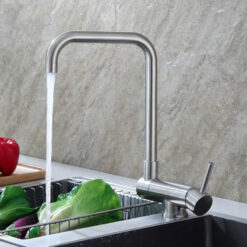 Folding Kitchen Faucet Brushed Nickel Stainless Steel Kitchen Faucet 360 Degree Swivel Single Handle Kitchen Sink Faucet