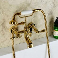 Bathroom Clawfoot Shower Bathtub Combo Faucet | 4.7''-6.12  Centers Two Handle Wall-Mounted Polished Chrome Bathtub Faucet