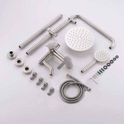 Bathroom Shower Column Set | SUS 304 Stainless Steel Bathroom Shower System | Wall Mounted Adjustable Triple Function Shower Faucet Brushed Nickel