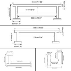 Bathroom Hardware Set 4 Pieces | SUS304 Bathroom Accessories Sets | Wall Mounted Towel Holders Sets