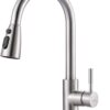 Kitchen Faucet with Sprayer, Kitchen Sink Faucet, SUS 304 Stainless Steel, High Arc Single Handle Brushed Nickel Kitchen Faucets with Pull Down Sprayer, Pull Out Kitchen Faucet with Deck Plate