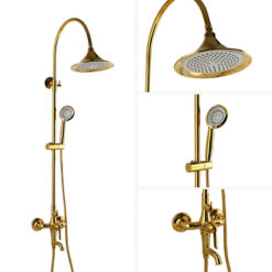 Dual Function Rain Shower System Combo Set | Brass Rainfall Shower Set | Shower Column Set Adjustable Slider Shower Elbow Included