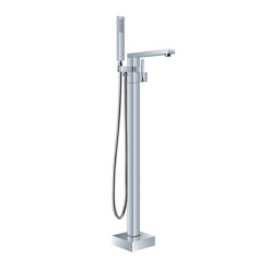 Freestanding Bathtub Faucet | Tub Filler Floor Mounted Brass Bathtub Faucet | Bathtub Faucet Single Handle With Handheld Shower Chrome Plating