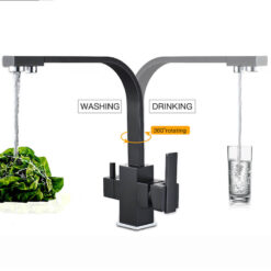 Dual Handle Kitchen Faucet With Dual Spray 360 Degree Rotated Brass Kitchen Faucet Drinking Water Purifier Filter System