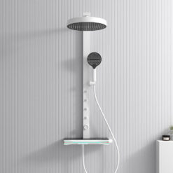 Brass Thermostatic Shower System with Overhead Rainfall & Handheld Spray Water-Saving Multi-Function Spa Bath Fixture