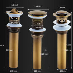 Bathroom Sink Drain Stopper Pop Up with Overflow for Bath Vanity Sink Brass Waste Pipe