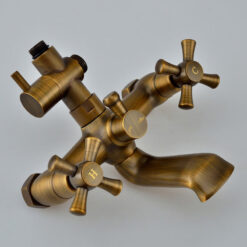 Antique Brass Shower Faucet | Shower System with 8 Rain Shower head | Multi-Function Adjustable Slide Bar shower set