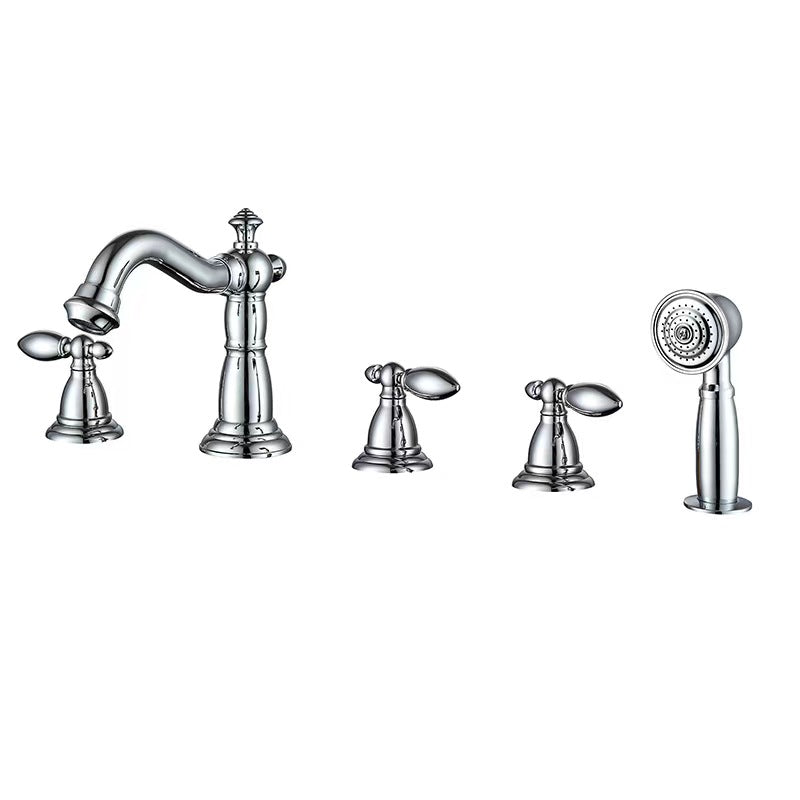 971663712219_.pic_ Brass Bathroom Tub Faucet | Deck Mounted Widespread 5 Holes Waterfall Bathtub Faucet