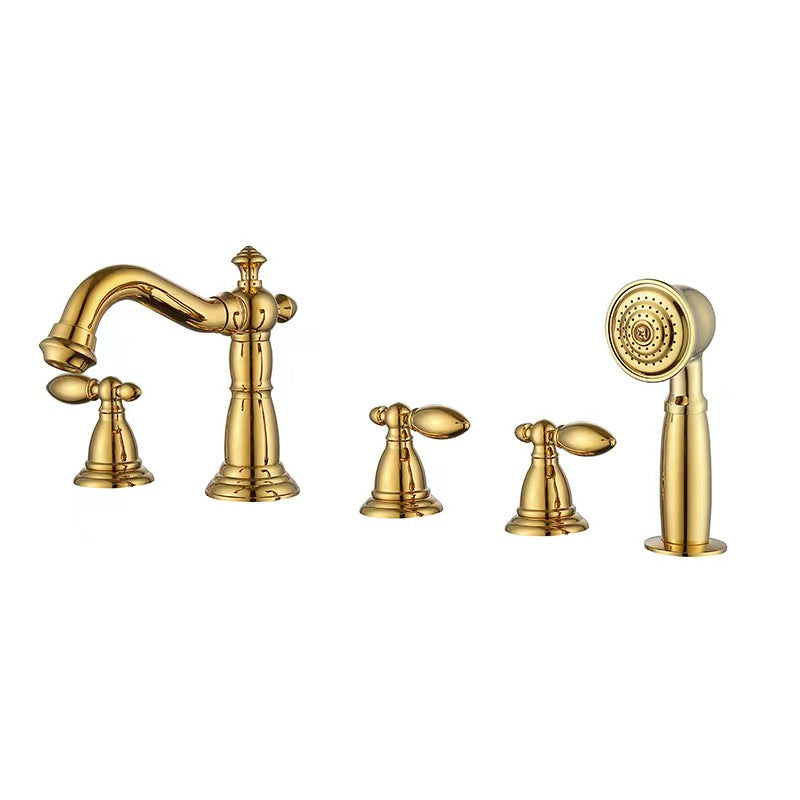 981663712219_.pic_ Brass Bathroom Tub Faucet | Deck Mounted Widespread 5 Holes Waterfall Bathtub Faucet