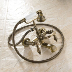 Bathroom Clawfoot Shower Bathtub Combo Faucet | 4.7''-6.12  Centers Two Handle Wall-Mounted Polished Chrome Bathtub Faucet