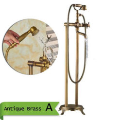 Brass Floor Mounted Tub Sink Faucet Dual Handle Bathroom Freestanding Bathtub Mixer Tap