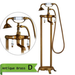 Brass Floor Mounted Tub Sink Faucet Dual Handle Bathroom Freestanding Bathtub Mixer Tap