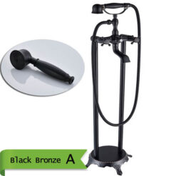 Brass Floor Mounted Tub Sink Faucet Dual Handle Bathroom Freestanding Bathtub Mixer Tap