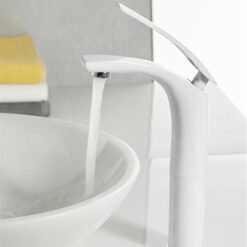 Bathroom Basin Faucet White and Black Baking Solid Brass Special Sink Mixer Tap Hot & Cold Waterfall Basin Faucet